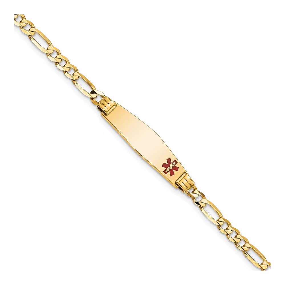 14K Yellow Gold Red Enamel Medical ID Bracelet