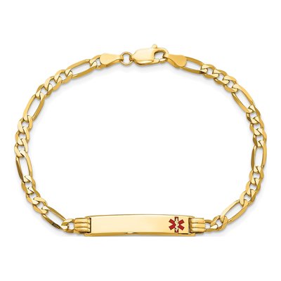 14K Yellow Gold Medical ID Figaro Bracelet – view 4