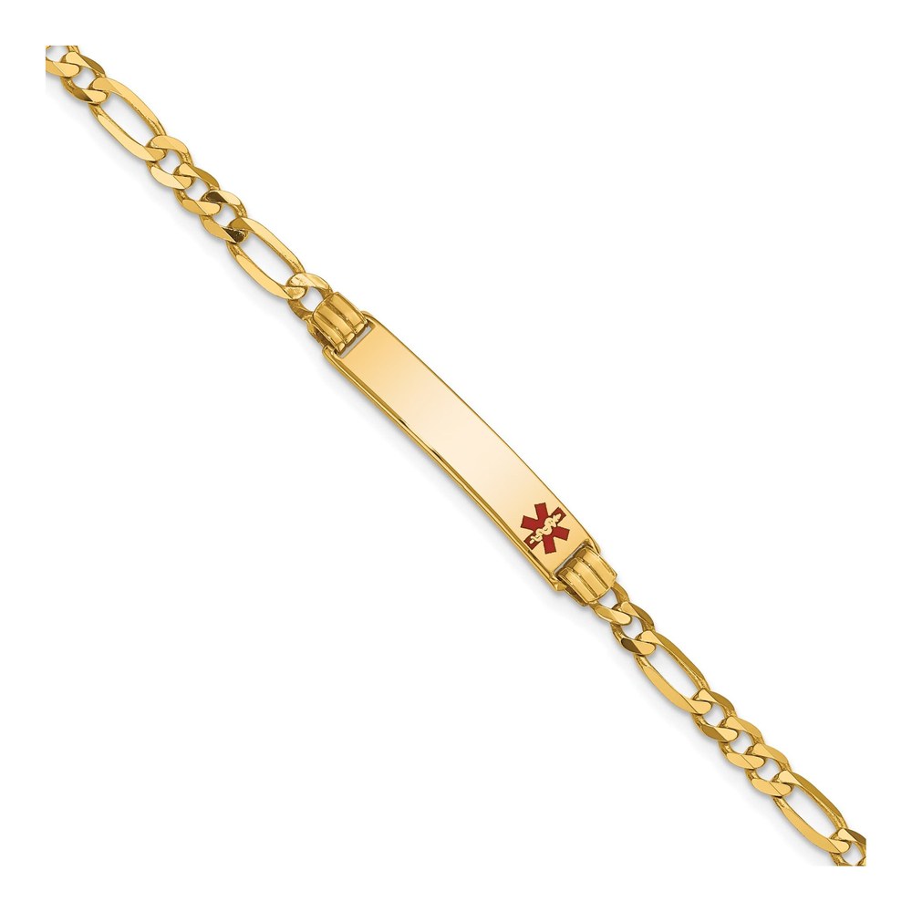 14K Yellow Gold Medical ID Figaro Bracelet, 7in
