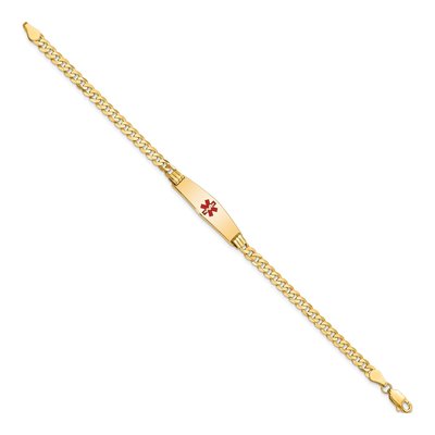 14K Yellow Gold Red Enamel Medical ID Bracelet – view 3