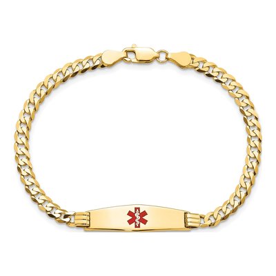 14K Yellow Gold Red Enamel Medical ID Bracelet – view 5