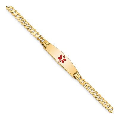14K Yellow Gold Red Enamel Medical ID Bracelet