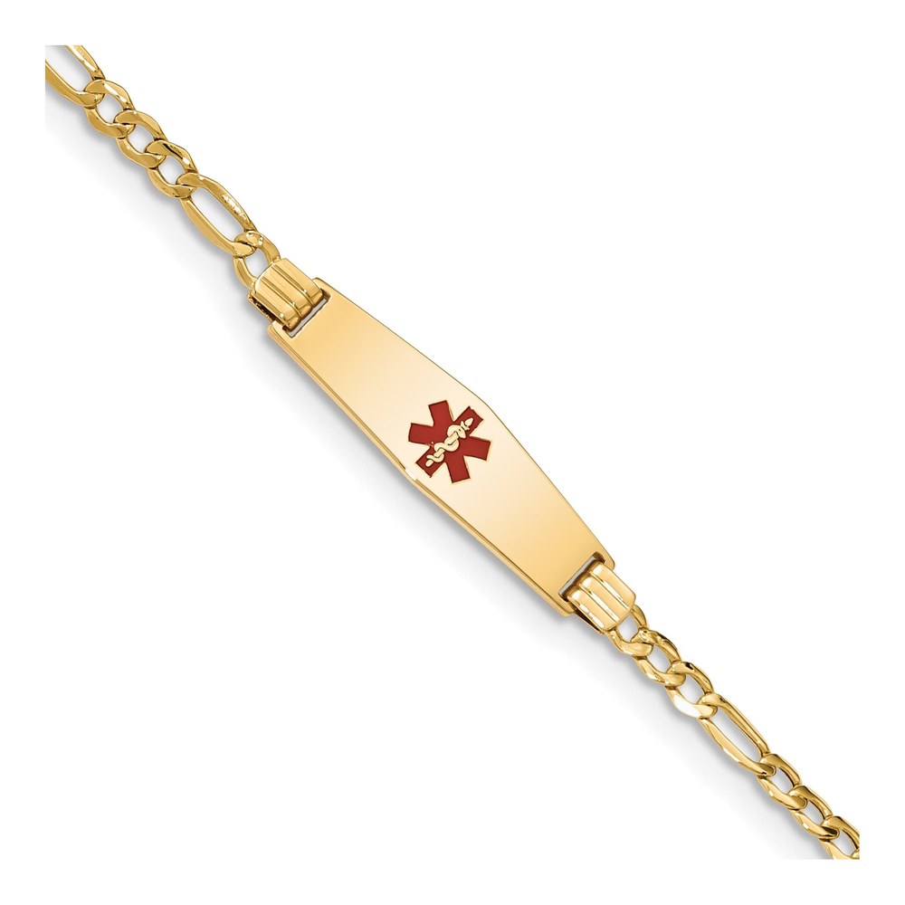14K Yellow Gold Figaro Link Medical ID Bracelet