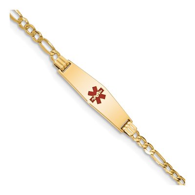 14K Yellow Gold Figaro Link Medical ID Bracelet