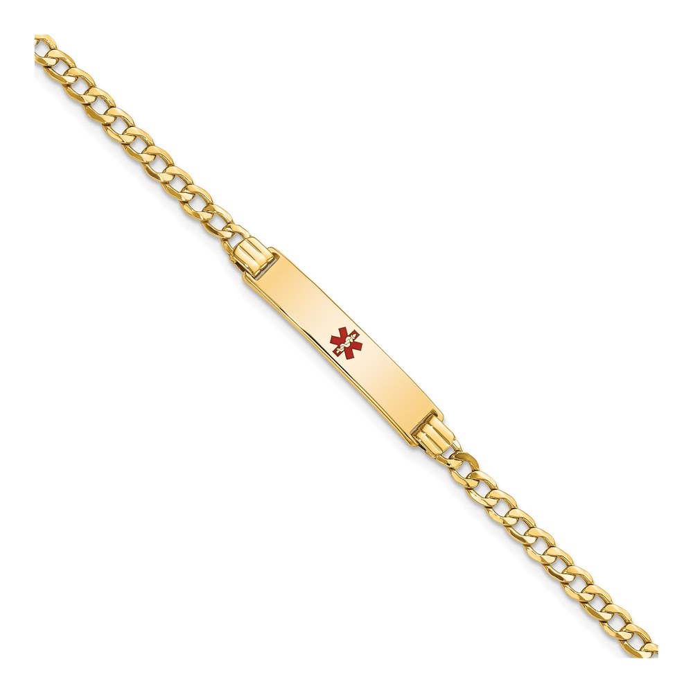 14K Yellow Gold Medical ID Cuban Bracelet, 7"