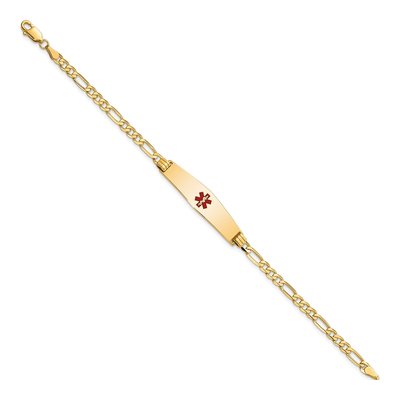14K Yellow Gold Medical Alert ID Figaro Link Bracelet – view 3