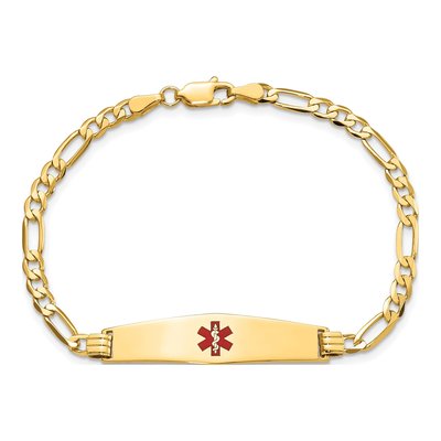 14K Yellow Gold Medical Alert ID Figaro Link Bracelet – view 5