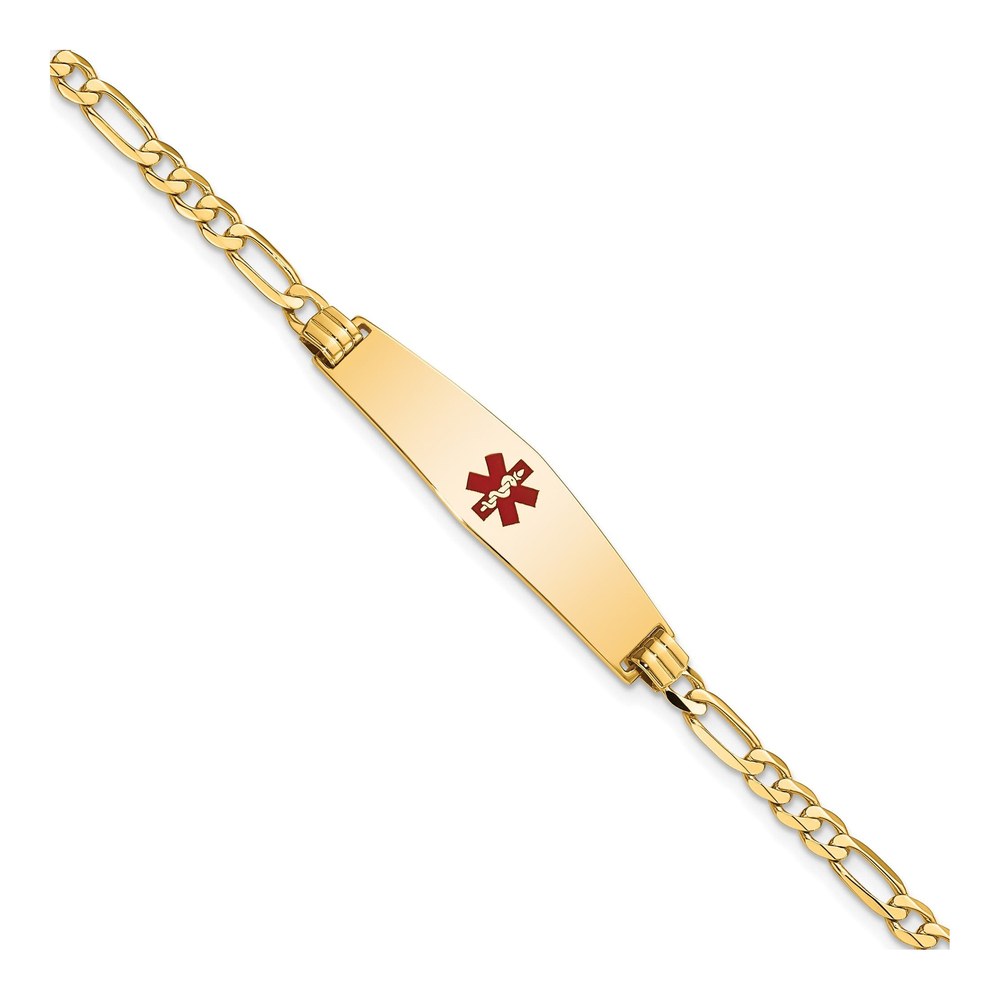 14K Yellow Gold Medical Alert ID Figaro Link Bracelet