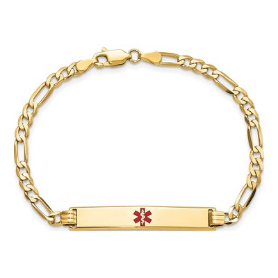 14K Yellow Gold Medical ID Figaro Bracelet – view 5