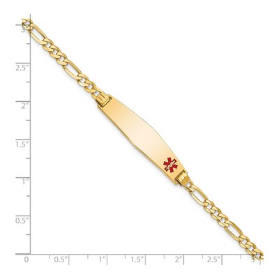 14K Yellow Gold Red Enamel Medical Alert ID Bracelet – view 4