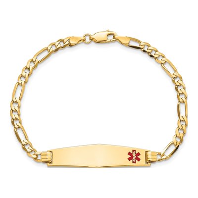 14K Yellow Gold Red Enamel Medical Alert ID Bracelet – view 5