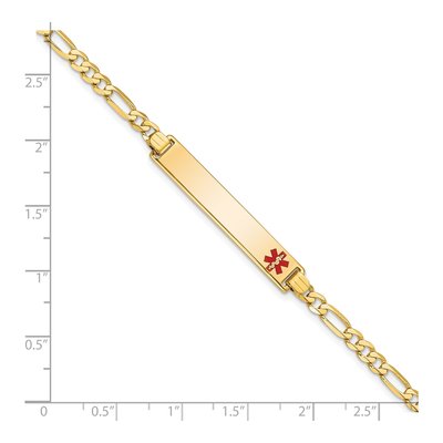 14K Yellow Gold Red Enamel Medical ID Bracelet – view 4