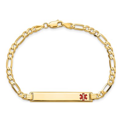 14K Yellow Gold Red Enamel Medical ID Bracelet – view 5