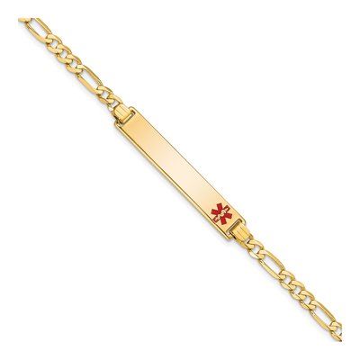 14K Yellow Gold Red Enamel Medical ID Bracelet