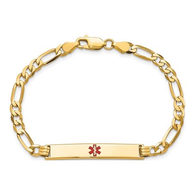 14K Yellow Gold Medical ID Figaro Bracelet – view 5
