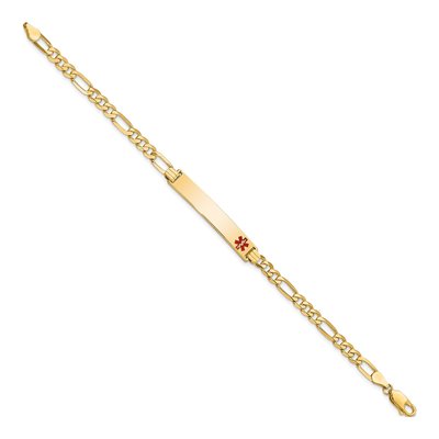 14K Yellow Gold Medical ID Red Enamel Bracelet – view 3