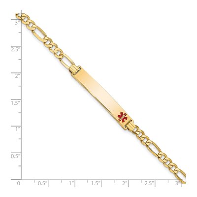 14K Yellow Gold Medical ID Red Enamel Bracelet – view 4