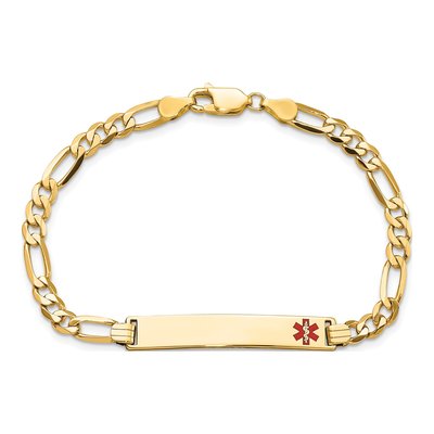 14K Yellow Gold Medical ID Red Enamel Bracelet – view 5