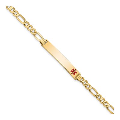 14K Yellow Gold Medical ID Red Enamel Bracelet