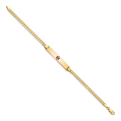 14K Yellow Gold Red Enamel Medical ID Bracelet – view 3
