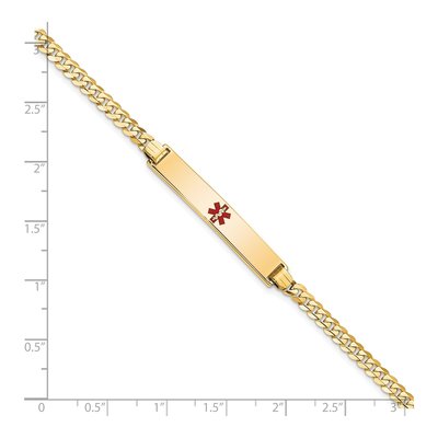 14K Yellow Gold Red Enamel Medical ID Bracelet – view 4