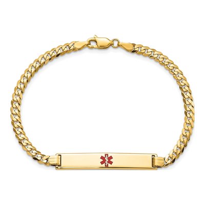 14K Yellow Gold Red Enamel Medical ID Bracelet – view 5