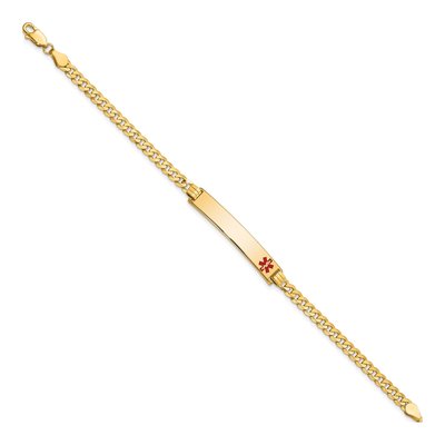 14K Yellow Gold Red Enamel Medical ID Bracelet – view 3