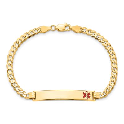 14K Yellow Gold Red Enamel Medical ID Bracelet – view 5