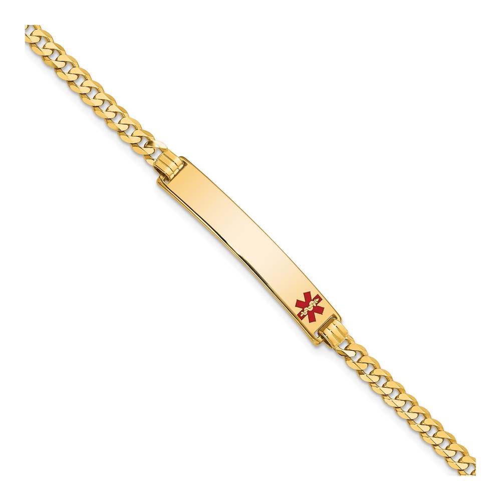 14K Yellow Gold Red Enamel Medical ID Bracelet
