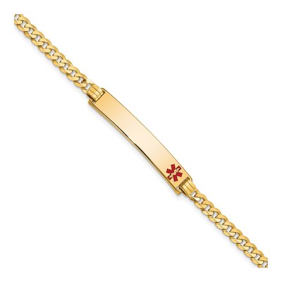 14K Yellow Gold Red Enamel Medical ID Bracelet