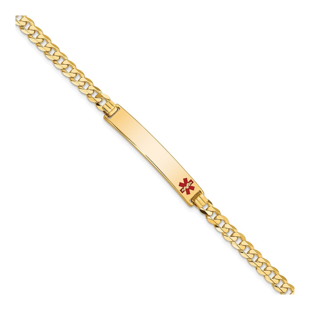 14K Yellow Gold Medical ID Bracelet, Red Enamel
