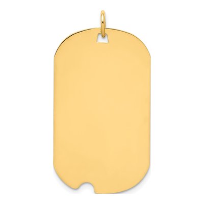 14K Yellow Gold Gauge Dog Tag Pendant