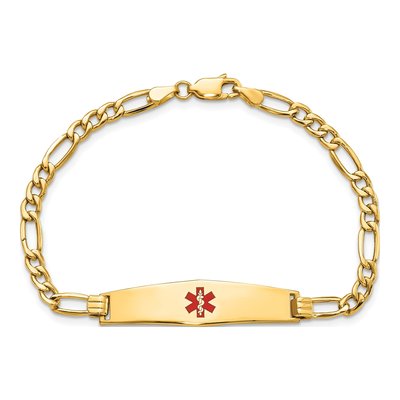 14K Yellow Gold Medical ID Figaro Bracelet – view 4
