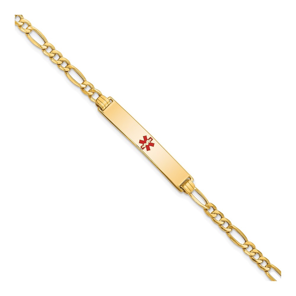 14K Yellow Gold Medical ID Figaro Bracelet, 7 in