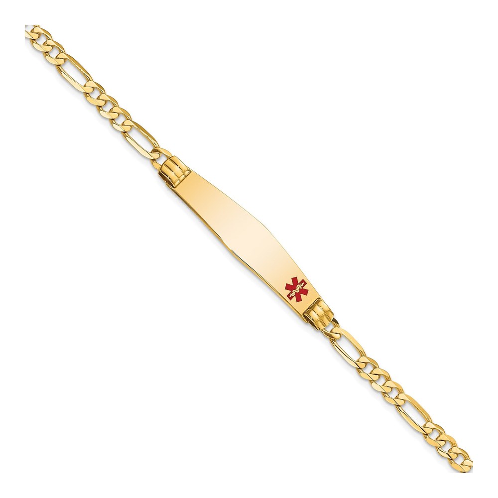 14K Yellow Gold Medical ID Figaro Bracelet, Engravable