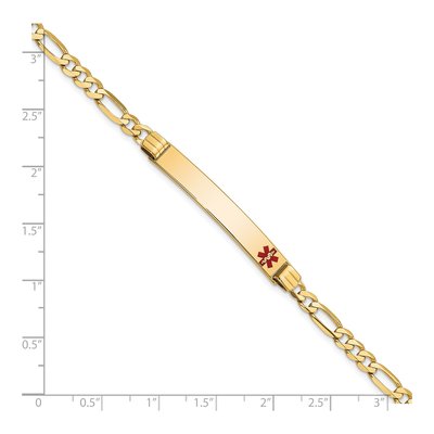 14K Yellow Gold Red Enamel Medical ID Bracelet – view 3
