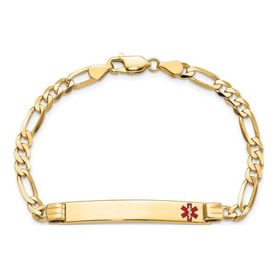 14K Yellow Gold Red Enamel Medical ID Bracelet – view 4