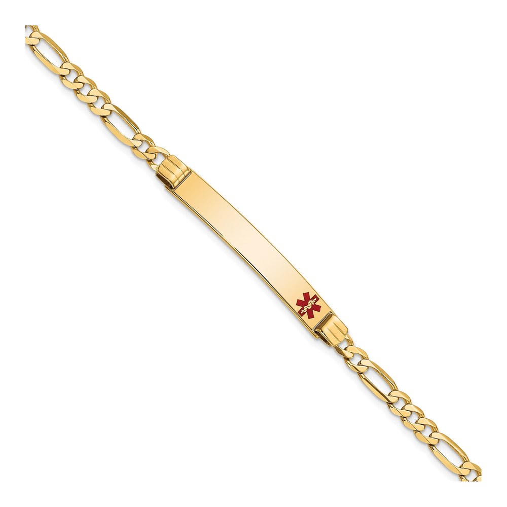 14K Yellow Gold Red Enamel Medical ID Bracelet