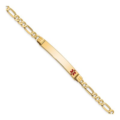 14K Yellow Gold Red Enamel Medical ID Bracelet