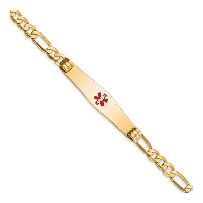 14K Yellow Gold Medical ID Figaro Bracelet