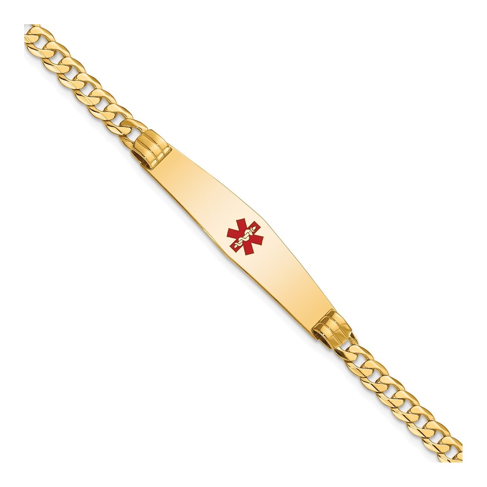 14K Yellow Gold Medical ID Bracelet, 7 in Curb