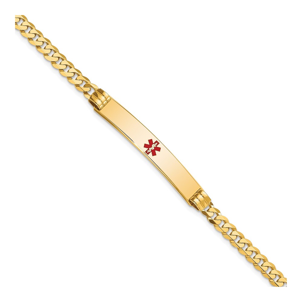 14K Yellow Gold Medical ID Curb Bracelet, 7 in