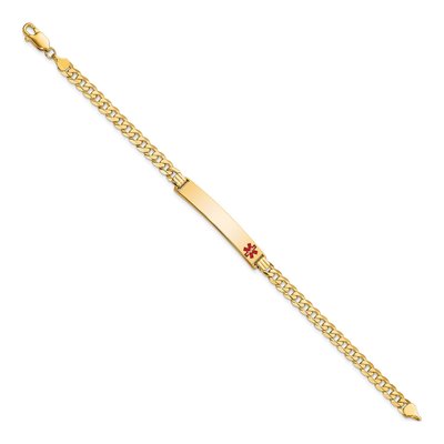 14K Yellow Gold Red Enamel Medical ID Bracelet – view 3