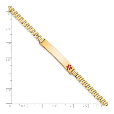 14K Yellow Gold Red Enamel Medical ID Bracelet – view 4