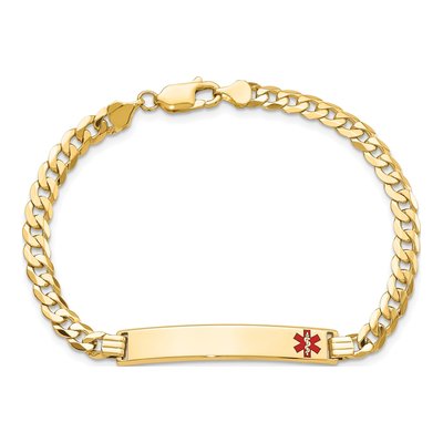 14K Yellow Gold Red Enamel Medical ID Bracelet – view 5