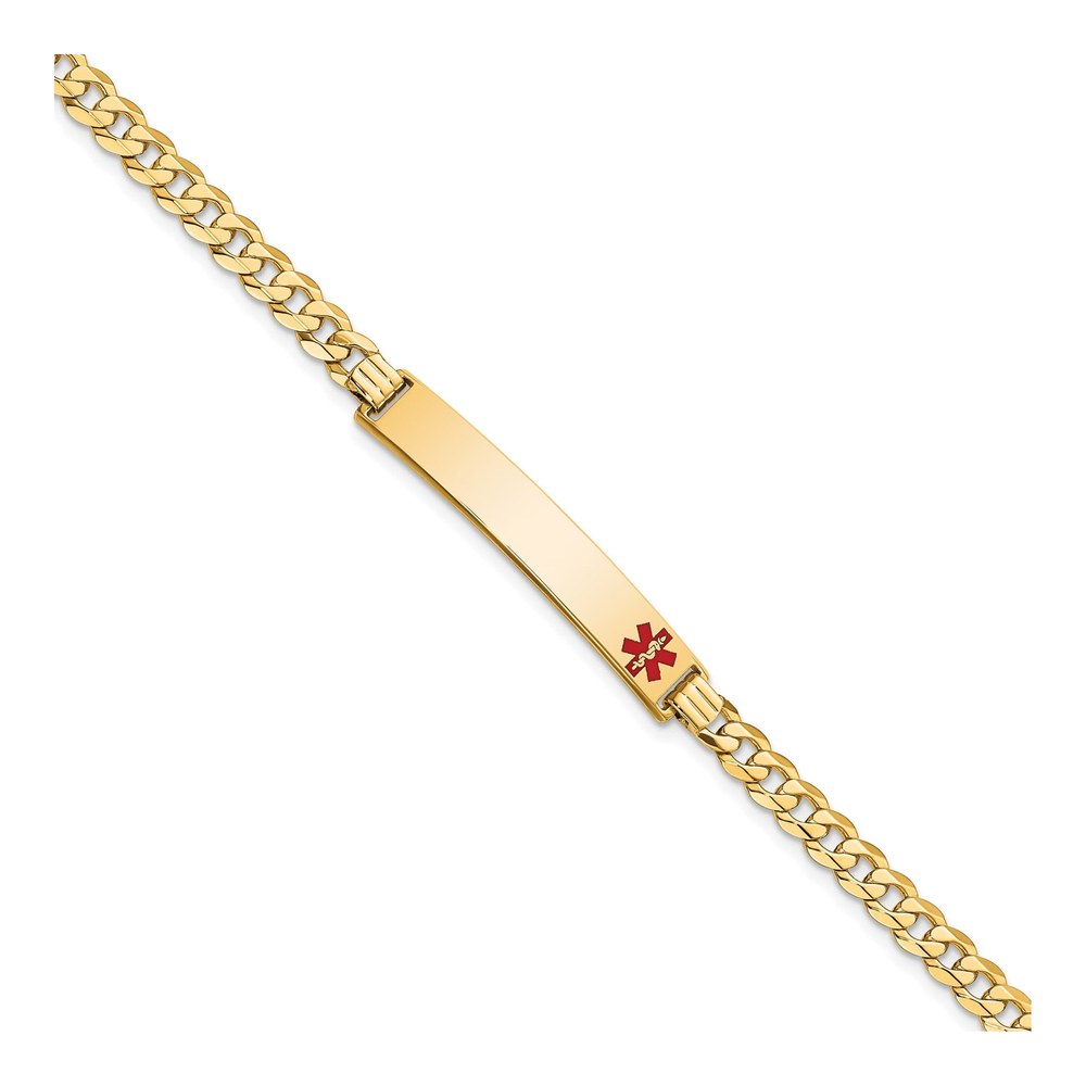 14K Yellow Gold Red Enamel Medical ID Bracelet