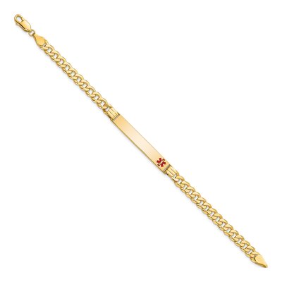 14K Yellow Gold Red Enamel Medical Alert Bracelet – view 2