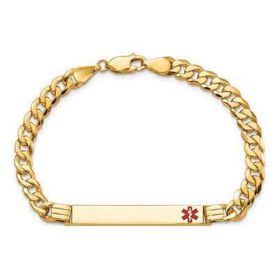 14K Yellow Gold Red Enamel Medical Alert Bracelet – view 4