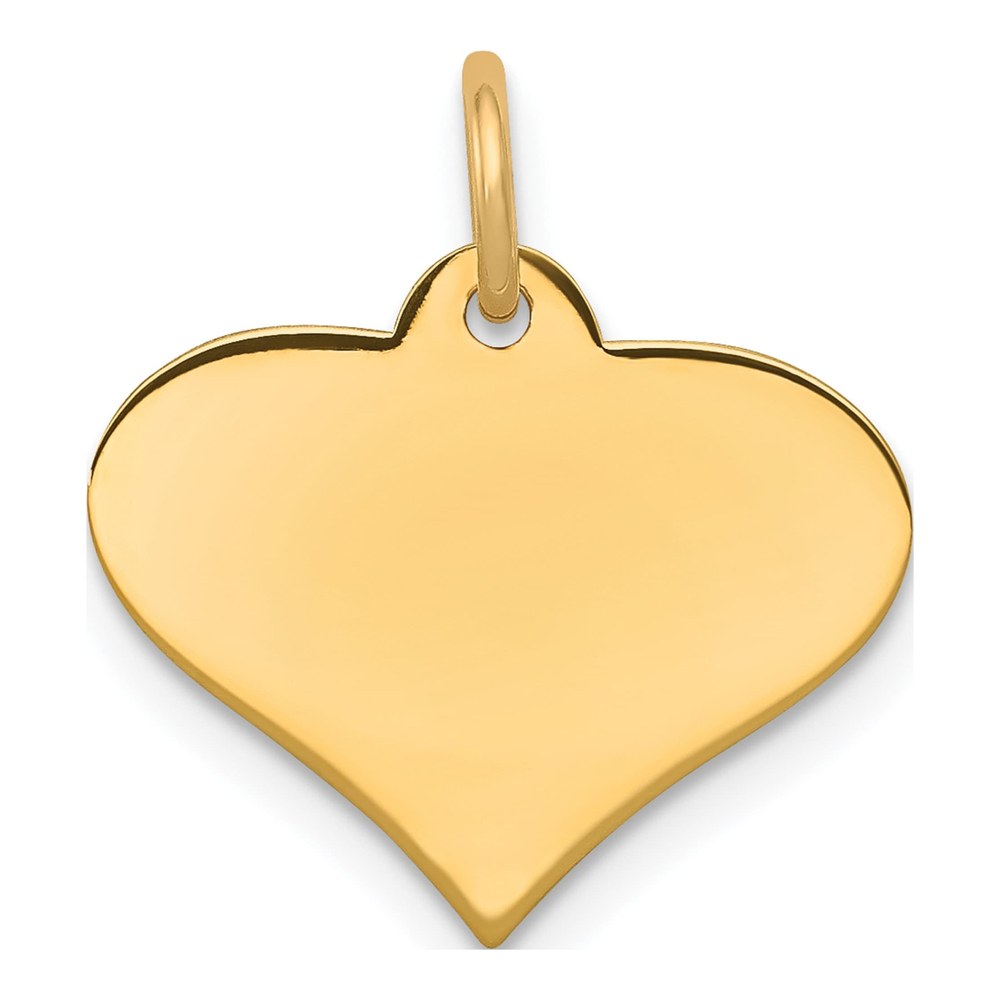 14K Yellow Gold Engravable Heart Disc Charm