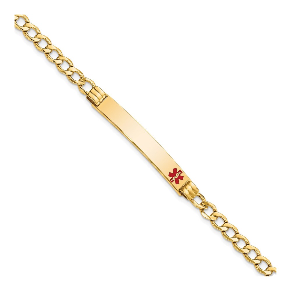 14K Yellow Gold Medical ID Cuban Link Bracelet, 7 in